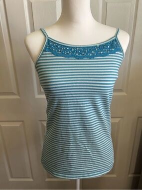 81% Cotton Basic Editions Girls Striped Camisole Sequin